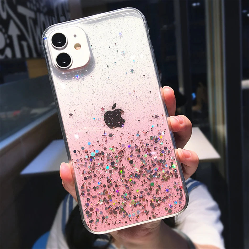 Pink Stardust Glitterfall iPhone Case