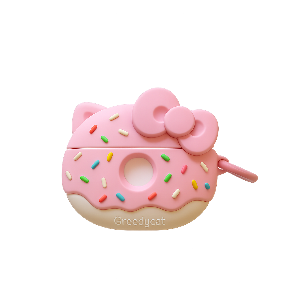 Pink Donut Sprinkle AirPods Case – Kawaii Edition with Bow Charm 🍩🍭