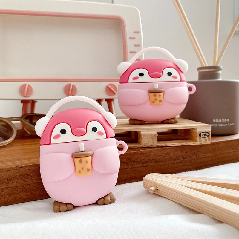 Pink Boba Pengu AirPods Case 🐧💗